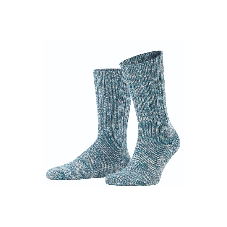 Falke Tagessocke Brooklyn Crew (Bootsock, Grobstrick-Optik) tealblau Herren - 1 Paar